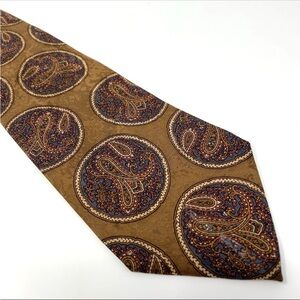 Christian Dior Silk Tie Necktie Mens Brown Paisley Silk 59” X 3.5” Made In Italy